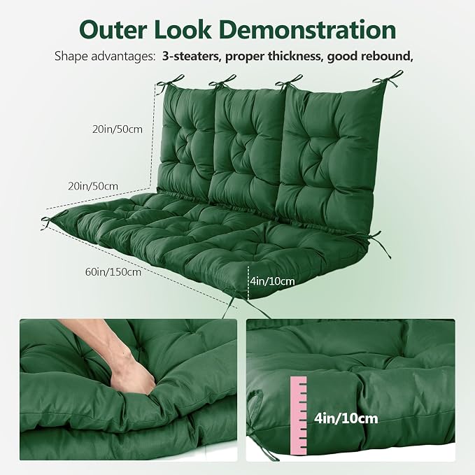 3 Seater Porch Swing Cushion, Thick Cushion - Image 2