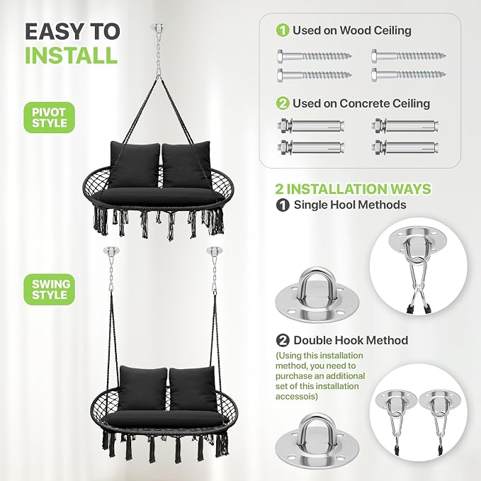 Magshion Double Hammock Swing Chair - Image 8