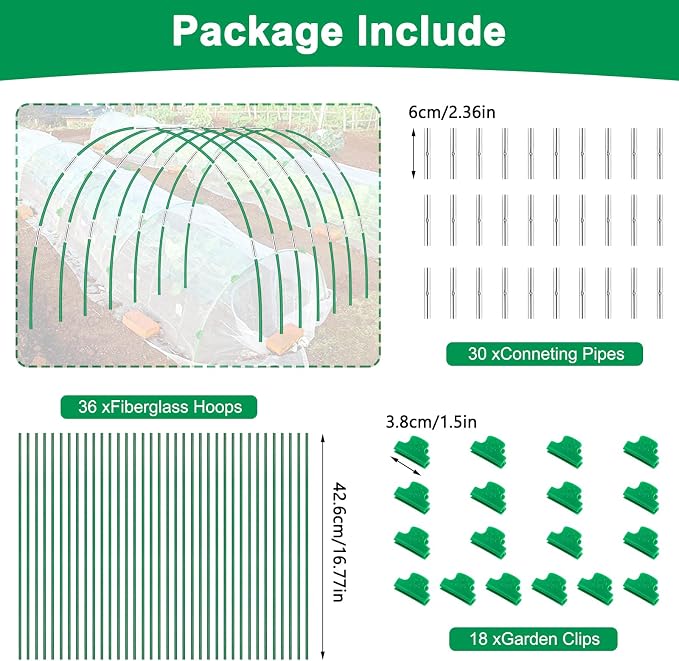 Greenhouse Hoops Grow Tunnel, 6 Sets of 8FT Long Garden Hoops - Image 2