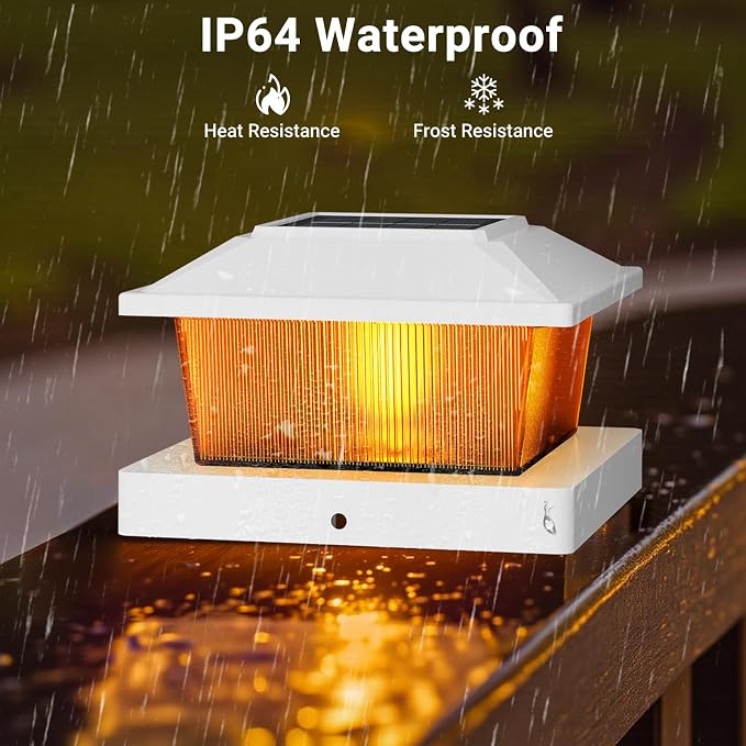 btfarm 4x4 Solar Flame Post Cap Lights Outdoor, 18 Pack Flickering Flame Deck - Image 6