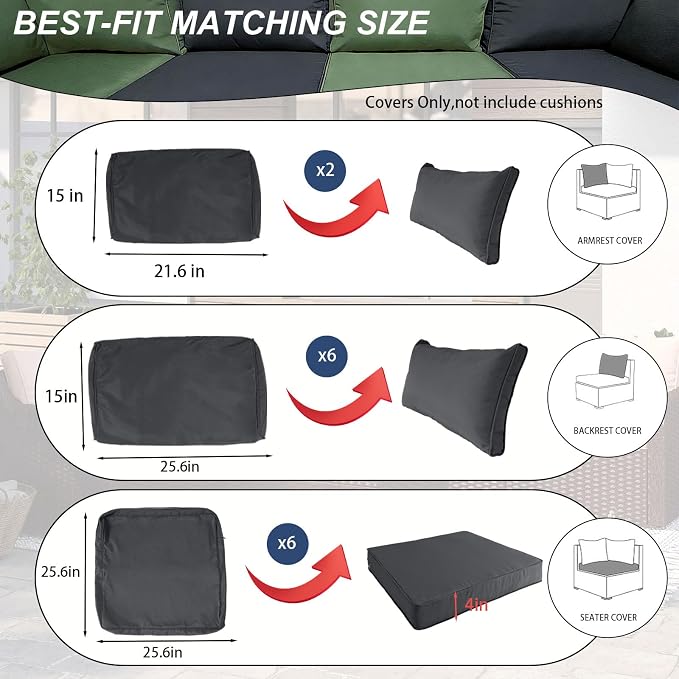 Outdoor Cushions Covers for Patio Furniture, Patio Cushion Covers Replacement - Image 2