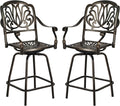 Grepatio Outdoor Cast Aluminum Swivel Bar Stools Set of 2, Patio Height by Takesyoutohaveawonderfullife