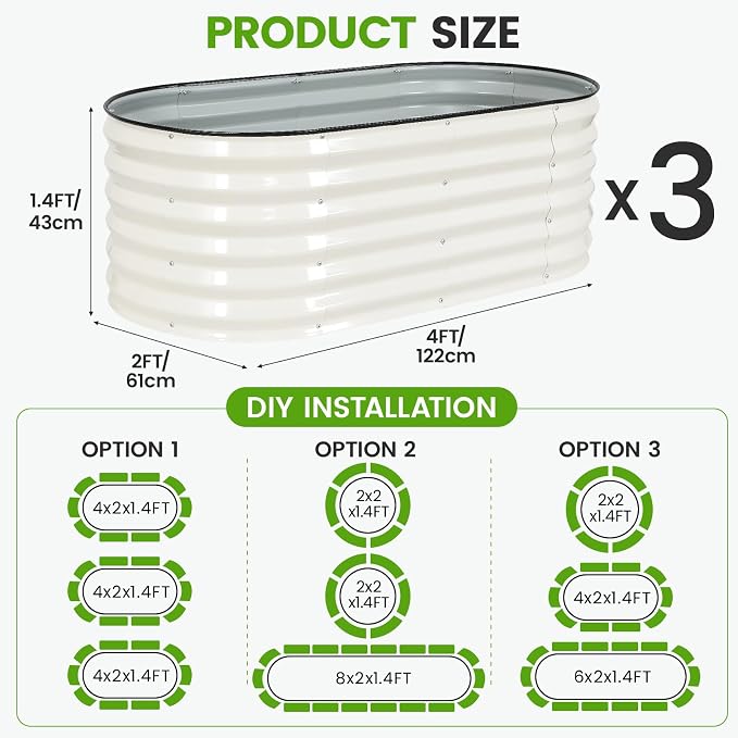 Galvanized Raised Garden Bed Outdoor |17'' Tall Planter Box Outdoor - Image 6