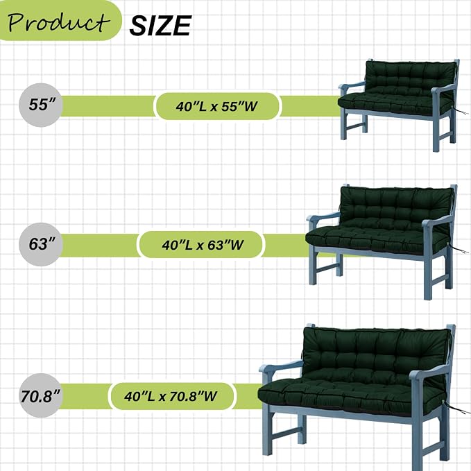 Waterproof Porch Swing Cushion Replacement, 2–3 Seat Swing Seat Cushion - Image 7