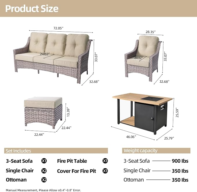 HOOOWOOO 6 Piece Patio Furniture Sets - Image 7