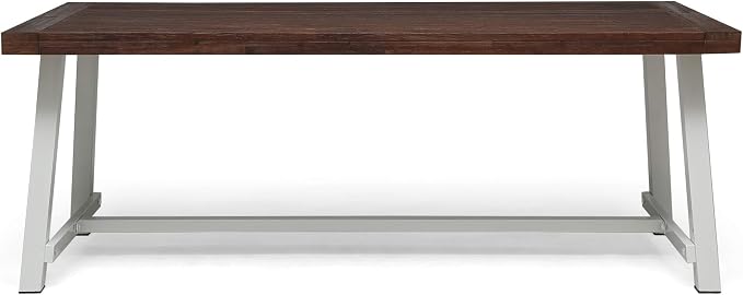 Outdoor Eight Seater Iron Dining Table, Dark Brown and White Finish by ChristopherKnightHome