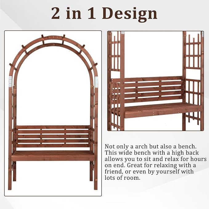 6.8FT Garden Arch with Bench, Arbor Arch - Image 4