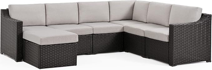 HAPPATIO 7 Piece Patio Conversation Set, Rattan Wicker Outdoor Sectional Sofa - Image 2