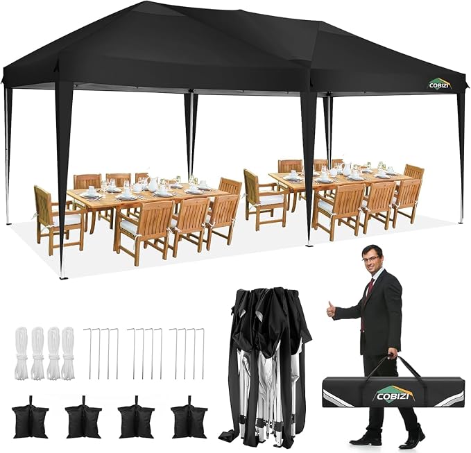 COBIZI 10x20 Pop up Canopy Tent Without Sidewall, Waterproof Portable Outdoor by COBIZI
