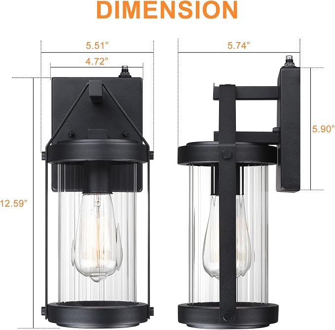 LONEDRUID Dusk to Dawn Sensor Outdoor Wall Sconce Lighting Black Exterior Porch - Image 6