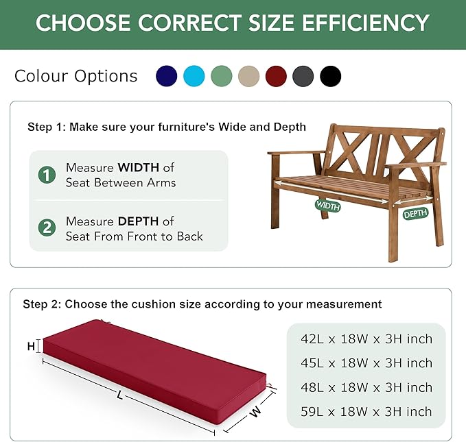Outdoor Bench Cushion: Waterproof and Fade Resistant Patio Furniture Cushions - Image 6