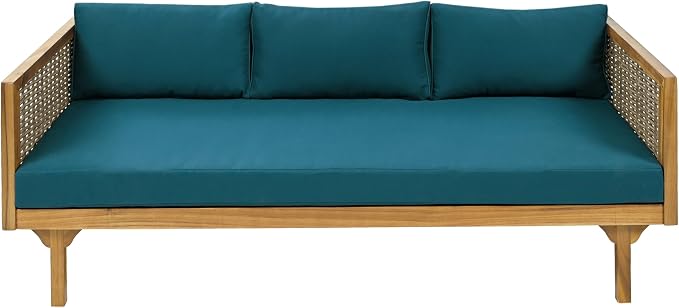 Merax 67.5" Outdoor Patio Daybed 3 Seater Sofa Bed, Acacia Wood Frame - Image 4