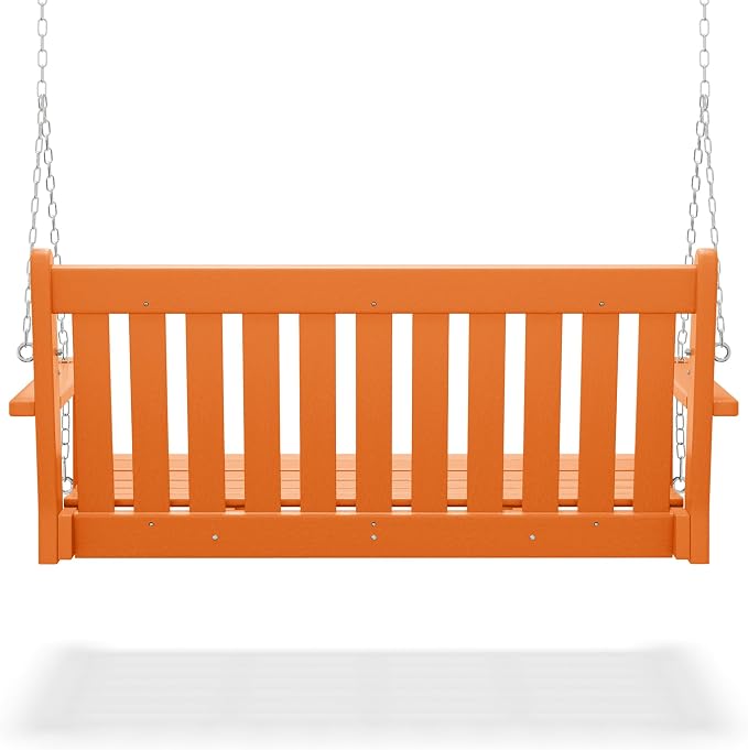 COSTAELM Paradise Outdoor Patio HDPE Hanging Front Porch Swing Bench - Image 5