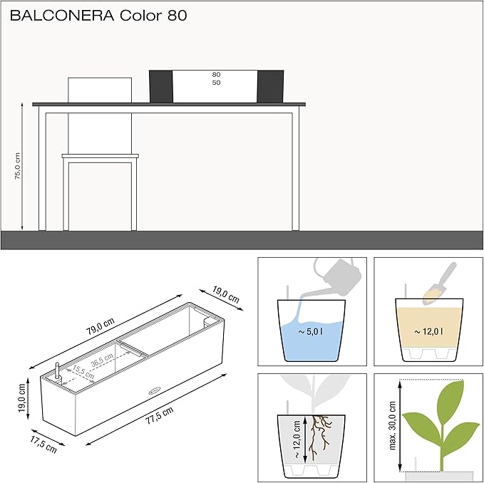 Lechuza 15683 Balconera Color 80 Self-Watering Planter - Image 3