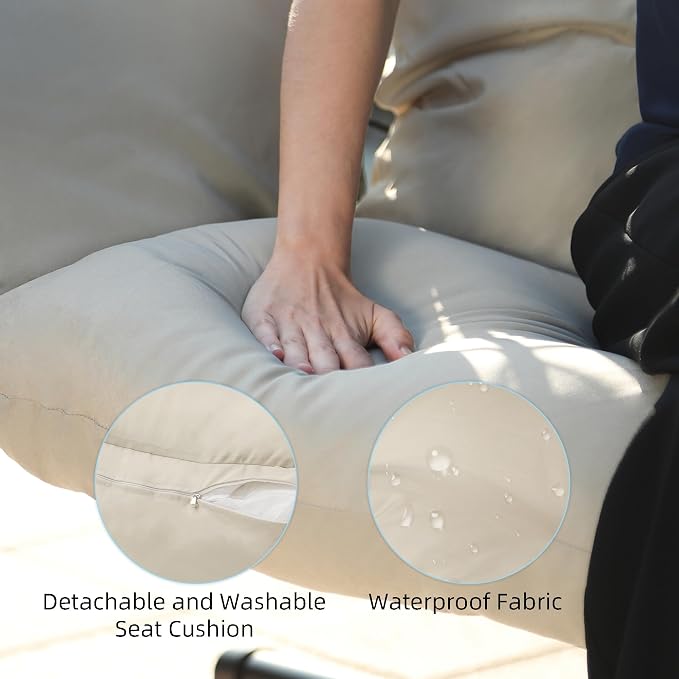 Double Egg Chair with Stand Hammock Swing Chair Foldable Hanging Loveseat - Image 4