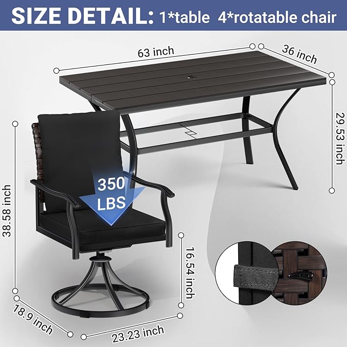 LEVELEVE 7 Piece Outdoor Patio Dining Set - Image 5