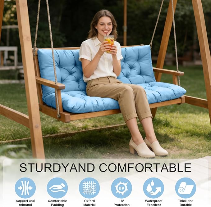 Outdoor Swing Cushions, 3 Seat Porch Swing Cushion Replacement - Image 3