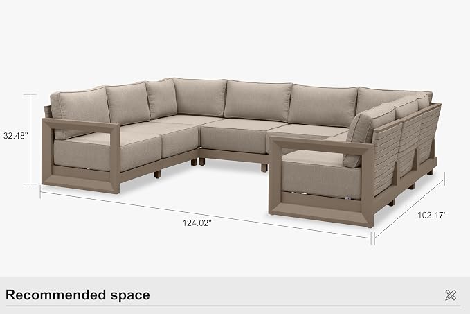PURPLE LEAF Patio Furniture Set U-Shaped Outdoor Couch - Image 9