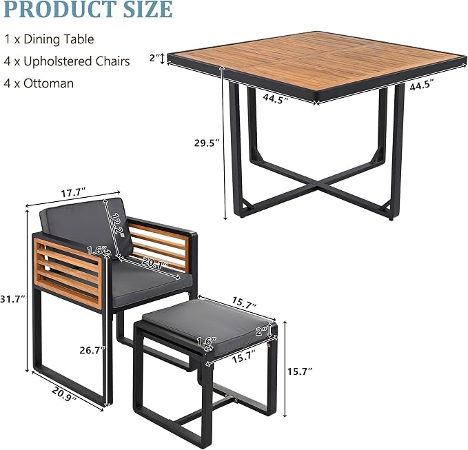 Merax 9 Pieces Outdoor Dining Set - Image 2