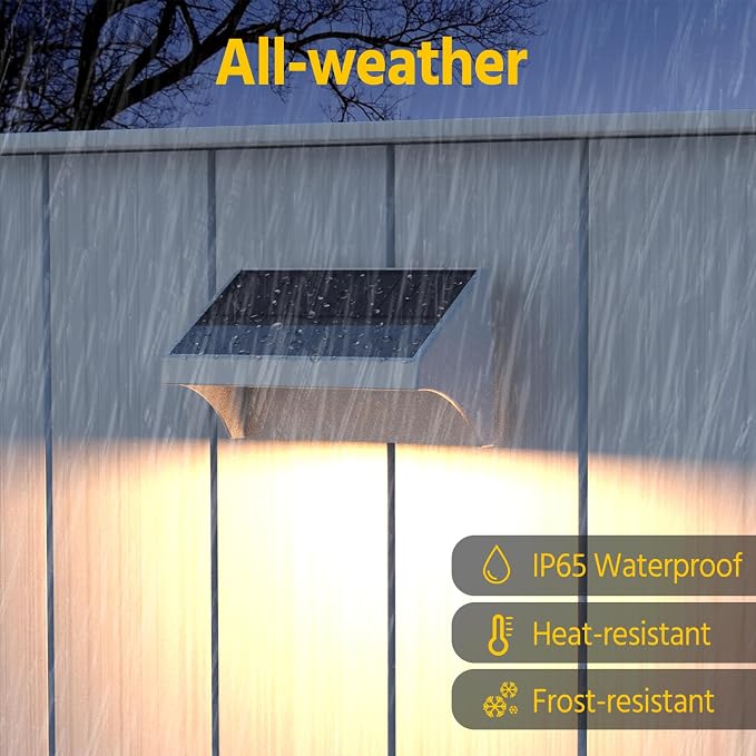 NIORSUN Outdoor Fence Lights, 6 Pack Waterproof LED Solar Fence Lights - Image 6