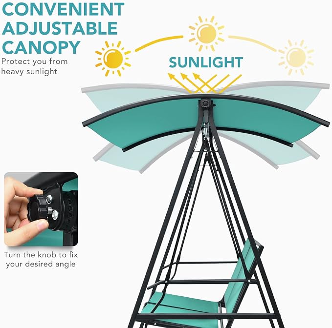 Tangkula 2-Person Patio Swing, Weather Resistant Porch Swing - Image 4
