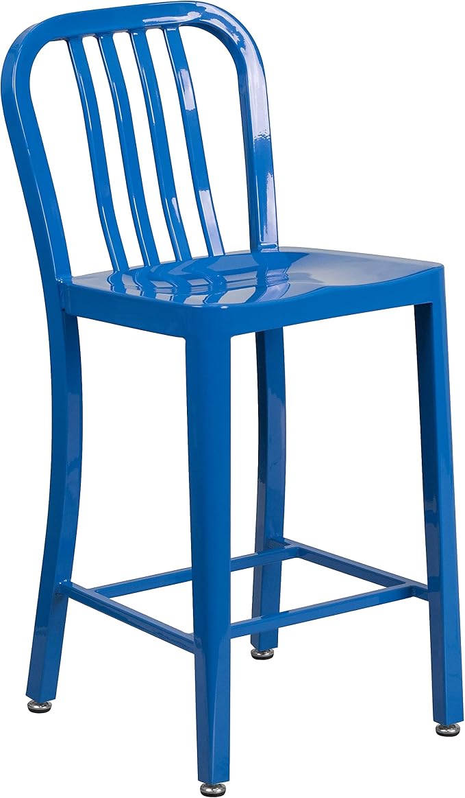 Flash Furniture Commercial Grade 24" High Blue Metal Indoor-Outdoor Counter by FlashFurniture