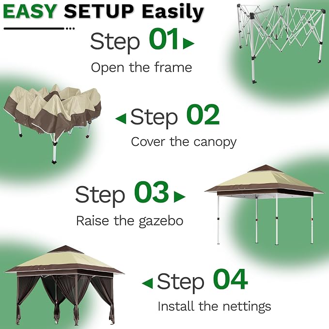 Devoko 12x12 Pop Up Gazebo Canopy Tent - Image 7