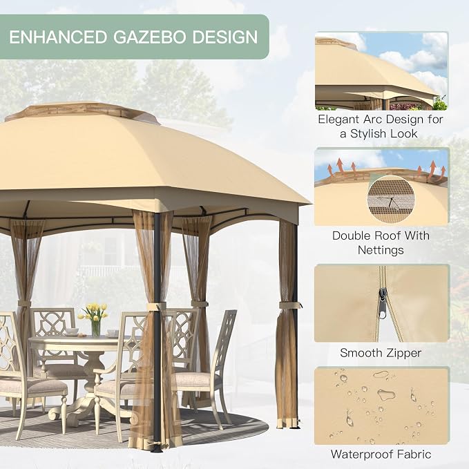 EROMMY Gazebos on Clearance 13 x 13 Ft 6 Sided, Outdoor Gazebo - Image 2
