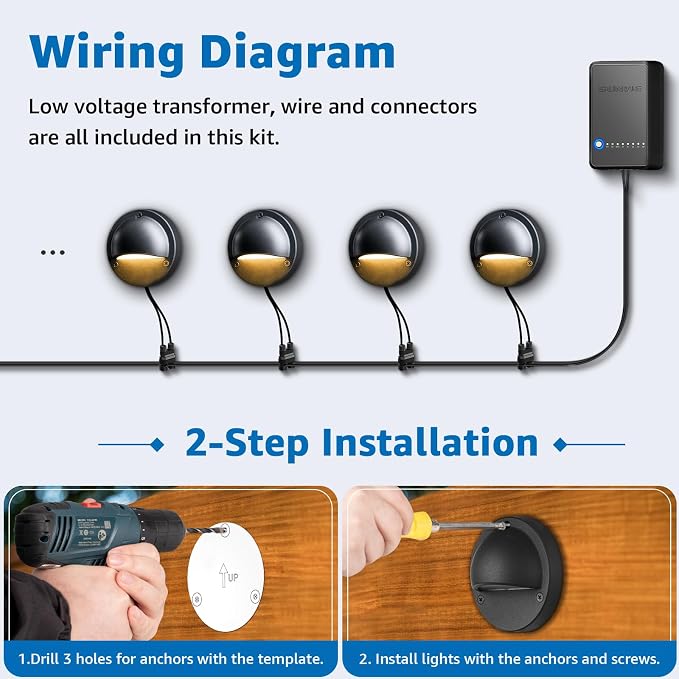 SUNVIE All-in-One Low Voltage Deck Lights Kit, 8 Pack 5W Low Voltage Landscape - Image 8