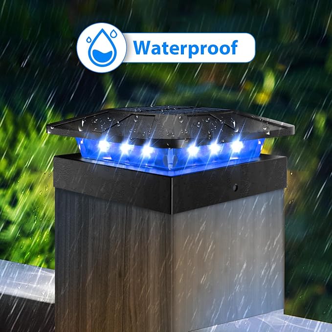 Peasur 4 Packs 4x4 Solar Post Lights Outdoor, Wood & Vinyl Post Top Lighting - Image 4
