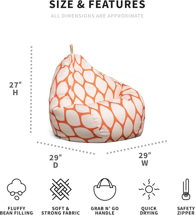 Big Joe Tuffet Weatherproof Bean Bag Chair, Paprika Bella Sunmax, Durable - Image 3