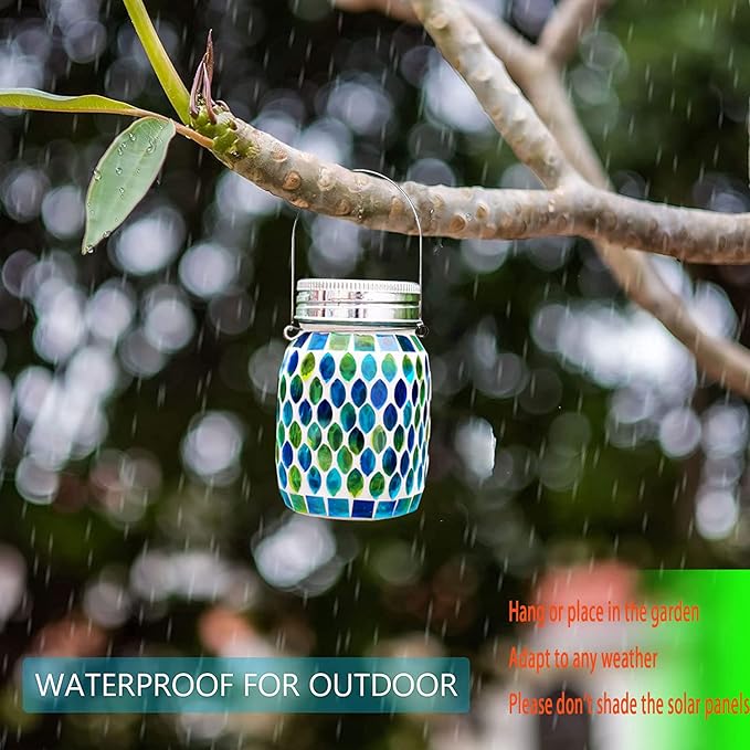 Mosaic Lights Solar Outdoor Hanging Lanterns, Garden Decor Christmas Gifts - Image 6