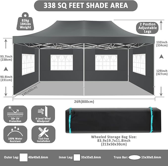 COBIZI 13x26 Pop Up Canopy - Image 4