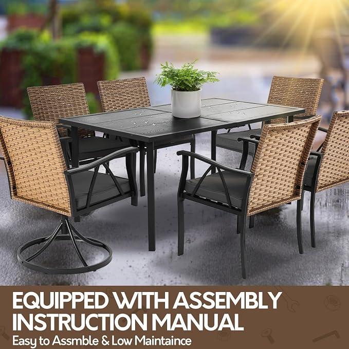 7-Piece Patio Dining Set for 6, Outdoor Dining Set - Image 8