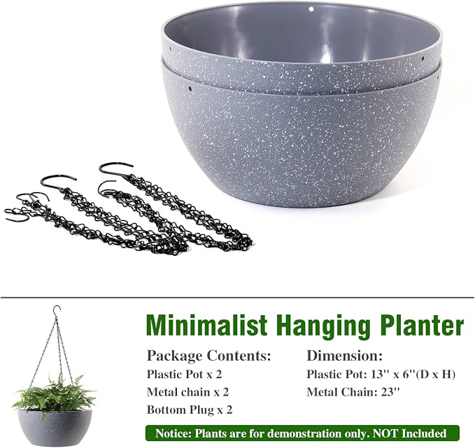 WOUSIWER 13 inch 2 Pack Large Hanging Planters - Image 4