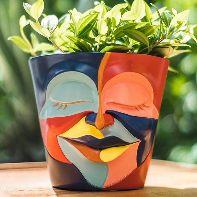 GUGUGO Abstract Rainbow Head Planter, Graffiti Face Planters Pots by GUGUGOHOMEDECOR
