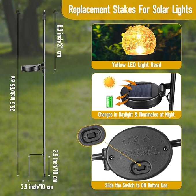 6 Pack Solar Stake Lights Outdoor Decorative Metal Ground Pathway LED Stake - Image 2