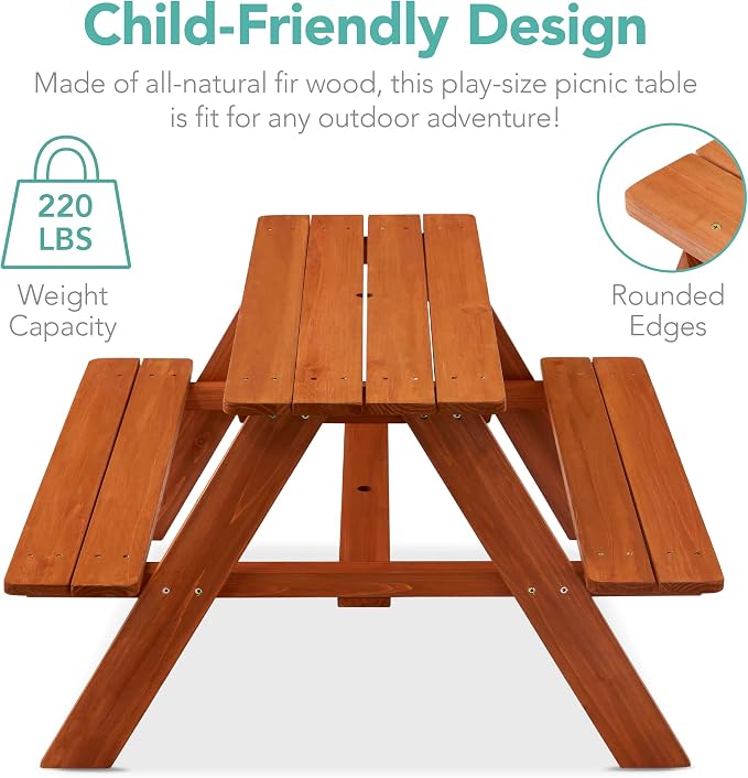 Best Choice Products Wooden Kids Picnic Table - Image 5