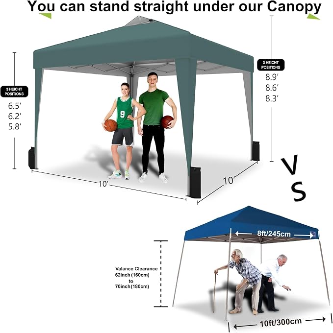SANWAY 10x10 Pop up Canopy Tent, One-Button, Outdoor Instant Canopy Protable - Image 3