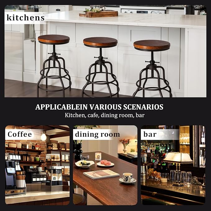 LOKKHAN Vintage Industrial Barstools - Image 4