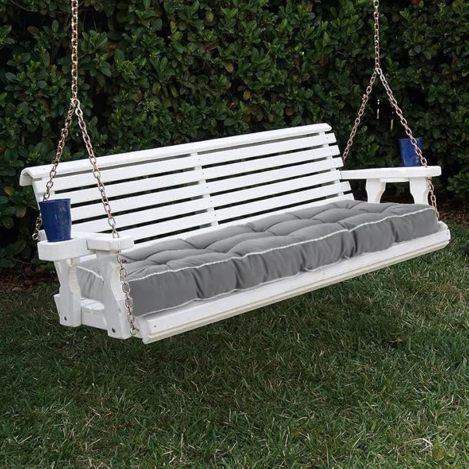 3 Seat 57 Inches Outdoor Porch Swing Cushions, Water-Resistant Tufted Patio - Image 4