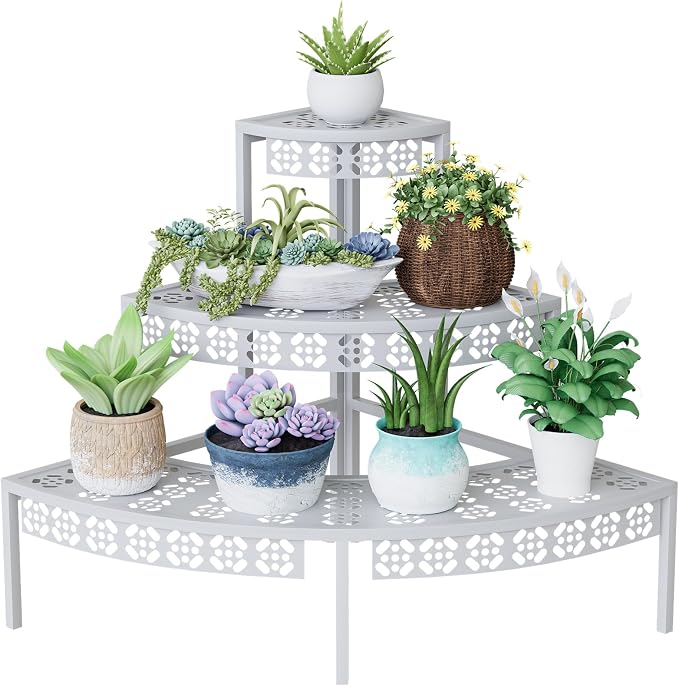 3 Tier Plant Stand Semi-Circular Flower Pot Organizer Rack Quarter Round Plant - Image 6
