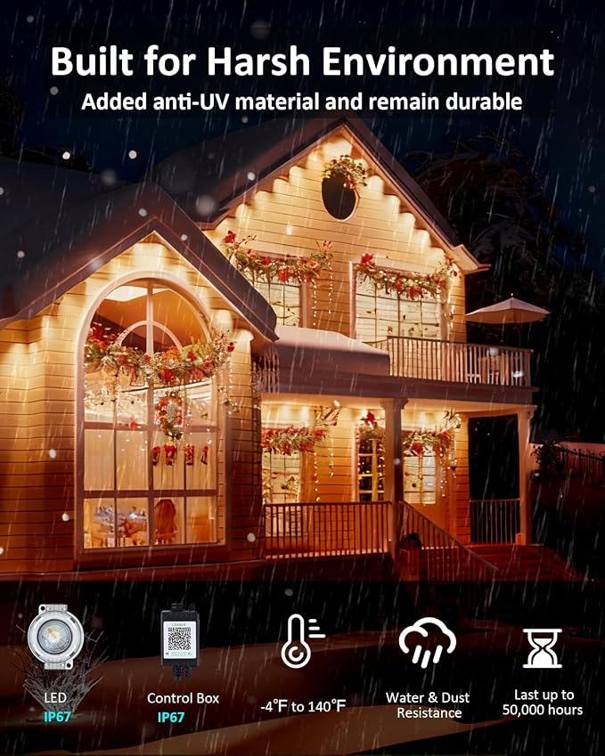 300FT Permanent Outdoor Lights, RGB LED Eaves Lights - Image 3