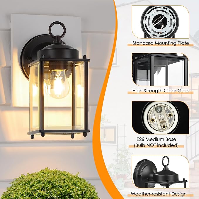 Outdoor Wall Lantern, Exterior Waterproof Wall Sconce Light Fixtures, Anti-Rust - Image 4