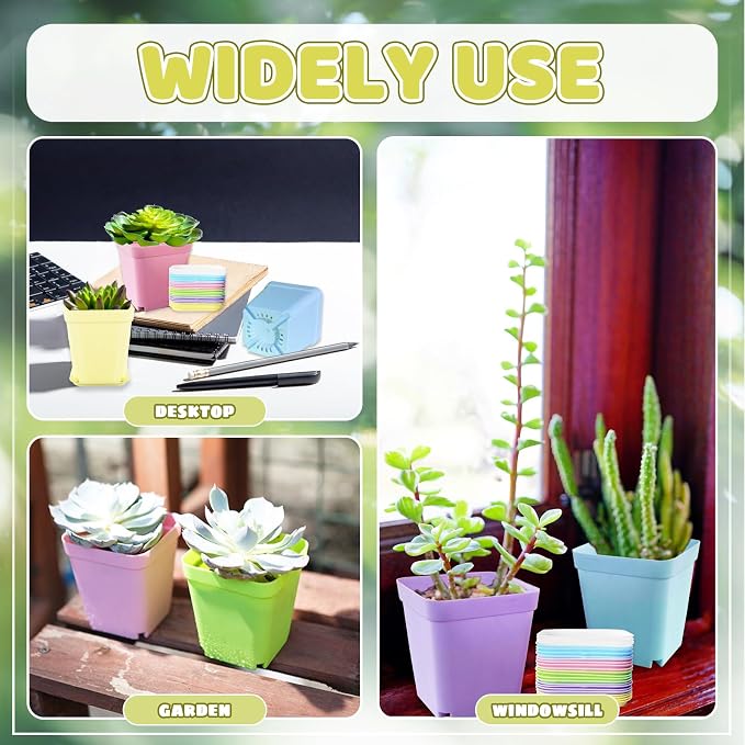 OJYUDD 24 Pack Multi Color Plastic Plant Pot, Colorful Plastic Square Pots - Image 5