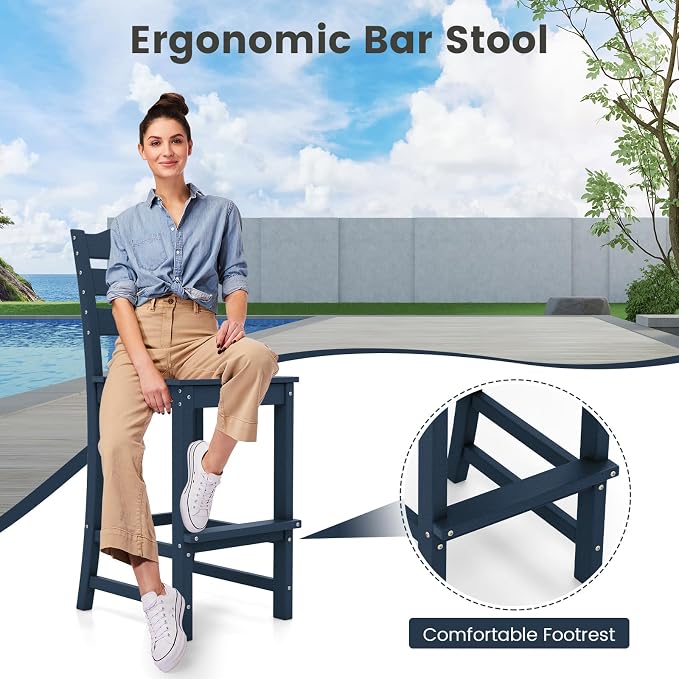 Giantex Outdoor HDPE Bar Stool, Patio Tall Bar Chair - Image 7