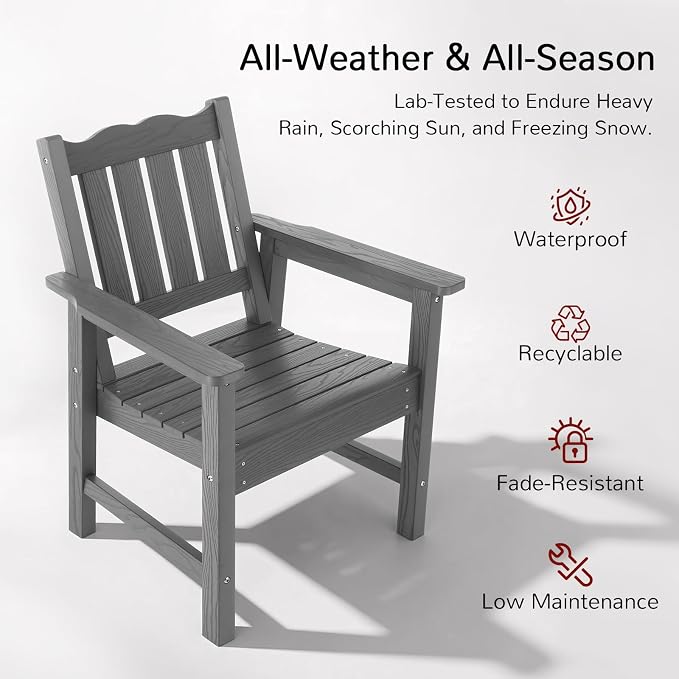 Stoog Outdoor Chairs Set of 2, All-Weather HIPS Patio Dining Chairs - Image 5