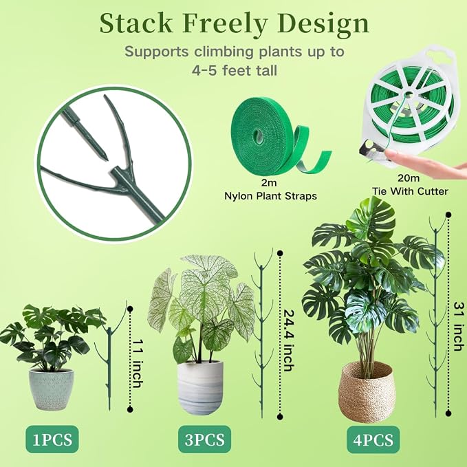 10 Pack Stackable Plant Support Stakes, 75inch Climbing Plant Sticks Structures - Image 2