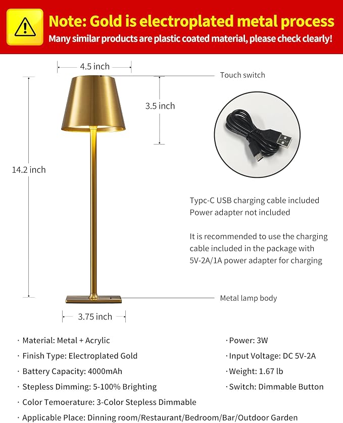 KDG 2 Pack Cordless Table Lamp, Portable LED Desk Lamp, 4000mAh Battery Operated - Image 5
