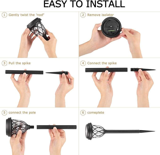 EXCMARK 10 Pack Solar Lights Outdoor Garden Pathway Solar Powered Yard Lights - Image 6